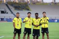 Jeremy (extreme left) is only among a group of youngsters promoted from the Reserves by Hyderabad FC.